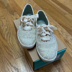 Kate Spade White Sparkling Keds